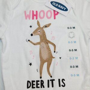 Old Navy Holiday Baby 0-3 months Long Sleeve Onesie "Whoop Deer it is" NEW